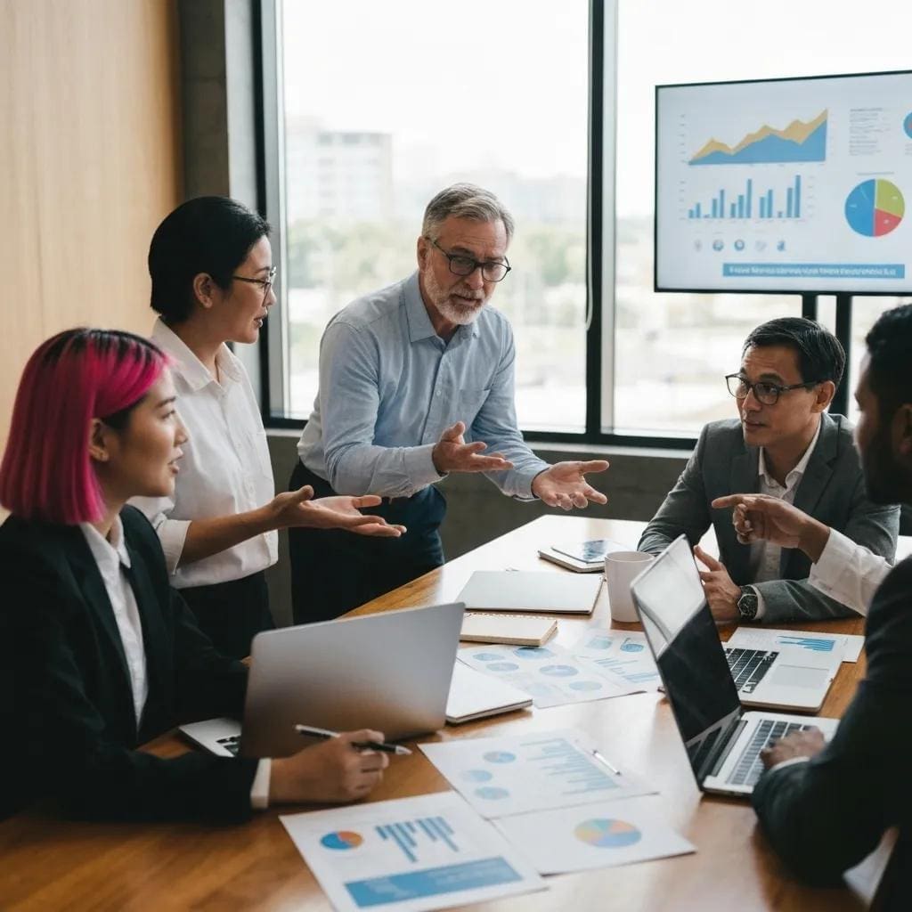 Diverse team discussing IRS audit preparation strategies in a conference room